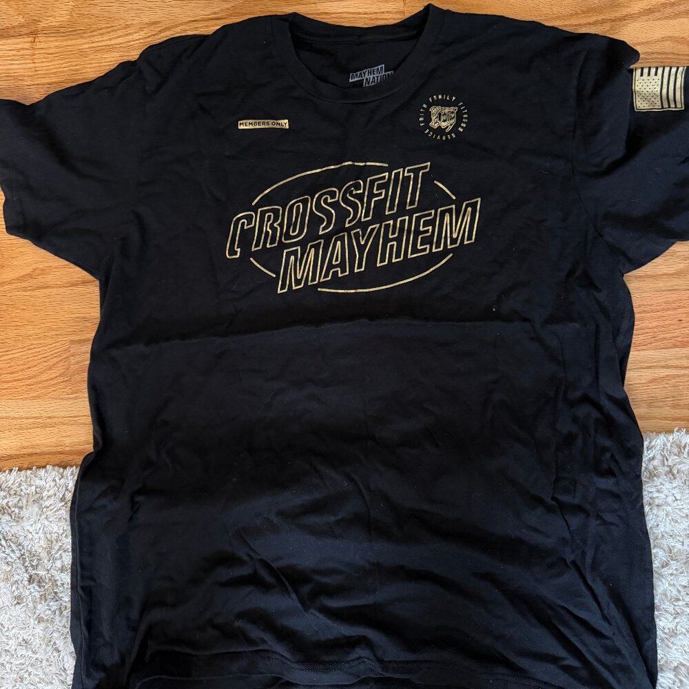 Unisex XL Crossfit Mayhem Black/Gold TEE for participants ONLY